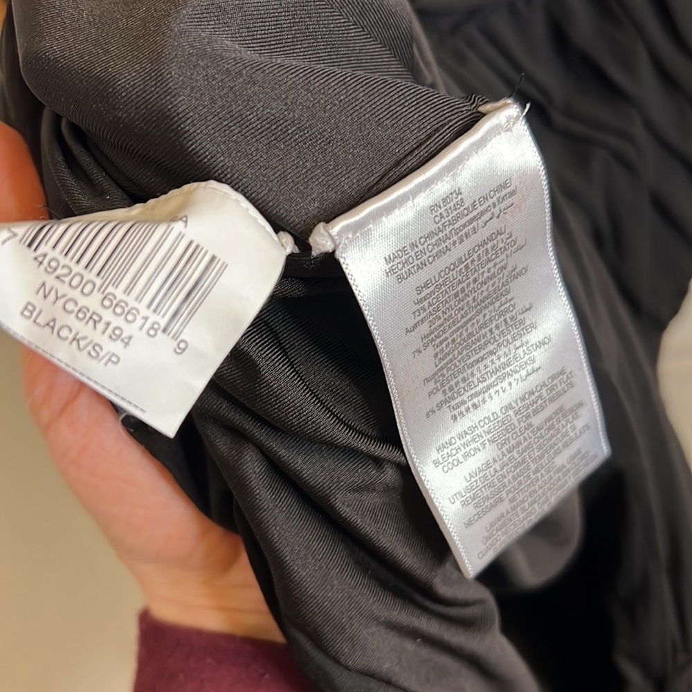 BCBGMAXAZRIA “EDESA” Shirred Rouched Cocktail Dress Black Stretch Open Back S - Picture 13 of 13